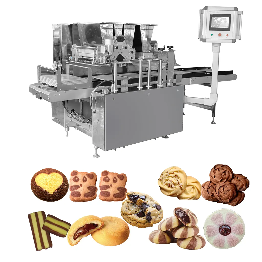 Otomatik tasarlanmış çerez bisküvi yapma makinesi yüksek kapasiteli kurabiye damlalık makinesi