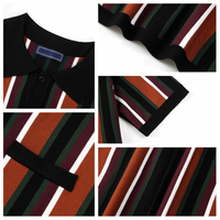 Summer Cardigan Kurzarm Gestricktes Herren T-Shirt Lässiges Revers Gestreiftes Strick-Polos hirt für Herren