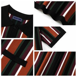 T-Shirt da uomo lavorata a maglia a maniche corte con <span class=keywords><strong>Cardigan</strong></span> estivo T-Shirt Casual da uomo in maglia a righe con risvolto - Product Image 6