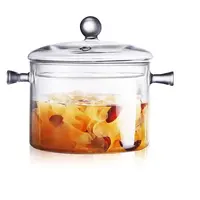 Термостойкая стеклянная кастрюля для приготовления пищи, 1 л, 1,5 л, 1,8 л, с крышкой, кастрюля для соуса для супа, макаронных изделий и детского питания
