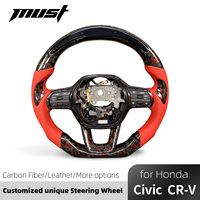 Pour Honda 11e génération Civic Type R Accord CR-V 2022-2025 accessoires de voiture volant en Fiber de carbone en cuir perforé personnalisé