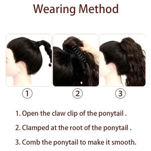 Perruque queue de cheval de marque nationale, extensions de cheveux longs ondulés, résistantes à la chaleur, application facile, 140g PY673 - Product Image 3