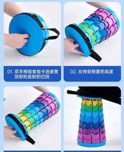 123Sports Tabouret télescopique pliable avec coussin, en tissu moderne, léger, doux, confortable, facile à installer, housse amovible, pour l'extérieur - Product Image 3