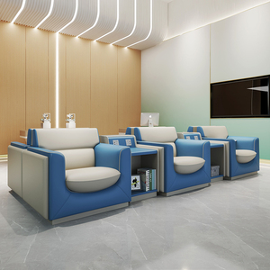 Fauteuils d'infusion et de salle d'attente confortables en bois massif avec accoudoirs en cuir véritable et rembourrage doux, mobilier médical hospitalier - Product Image 1