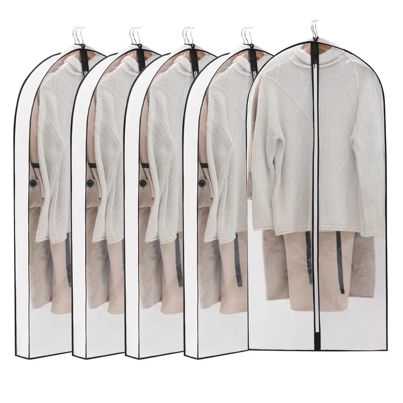 Tas Jas Non-tenun Kustom Tiga Dimensi untuk Pria, Setelan Perjalanan, Tas Garmen Lipat Debu, Tas Pakaian Bening PVC