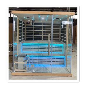 Benutzer definierte moderne 2-4 Personen Indoor <span class=keywords><strong>Sauna</strong></span> raum Traditionelle Infrarot Dry Wet Low Emf Rotlicht therapie <span class=keywords><strong>Sauna</strong></span> für Villen - Product Image 4