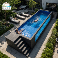 Piscine hors sol en fibre de verre, grand jacuzzi transparent pour extérieur résidentiel, modèle Elite Courtyard Soaking.