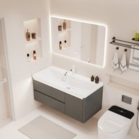 Meuble de salle de bain avec lavabo monobloc en céramique, vasque de lavage marin à tiroir, combinaison lavabo-vasque en aluminium laqué nid d'abeille