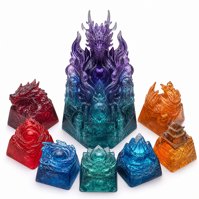Personalized 3D Printed Keycaps Custom Logo Artisan Resin Keycap Set for Gaming Mechanical Keyboard Office Esports Team Gifts