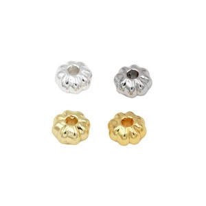 ลูกปัดลายฟักทองเคลือบทอง 18K สีไม่ซีดจาง, ลูกปัดทองขนาดเล็กทำมือ DIY, ลูกปัดลายทางแบน - Product Image 5