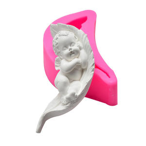 3D sommeil <span class=keywords><strong>ange</strong></span> Silicone bougie moule gâteau mignon aromathérapie mignon bébé savon moule bricolage Fondant chocolat moules - Product Image 2