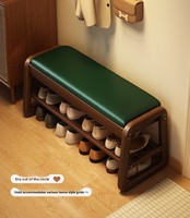 Banc à chaussures moderne en bois massif avec boîte de rangement rabattable, 2 niveaux, hauteur réglable jusqu'à 11 paires, coussin pour salon