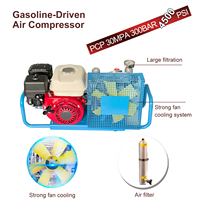 TUXING ODM OEM 100LPM 4KW haute pression HPA 4500psi 300bar 30mpa ventilateur refroidissement essence PCP respiration plongée sous-marine compresseur d'air