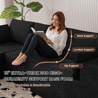Conjunto Modular de Sofá Seccional de Tela con Reposabrazos Arqueados, 3 Cojines de Respaldo y 2 Cojines Decorativos para Sala de Estar