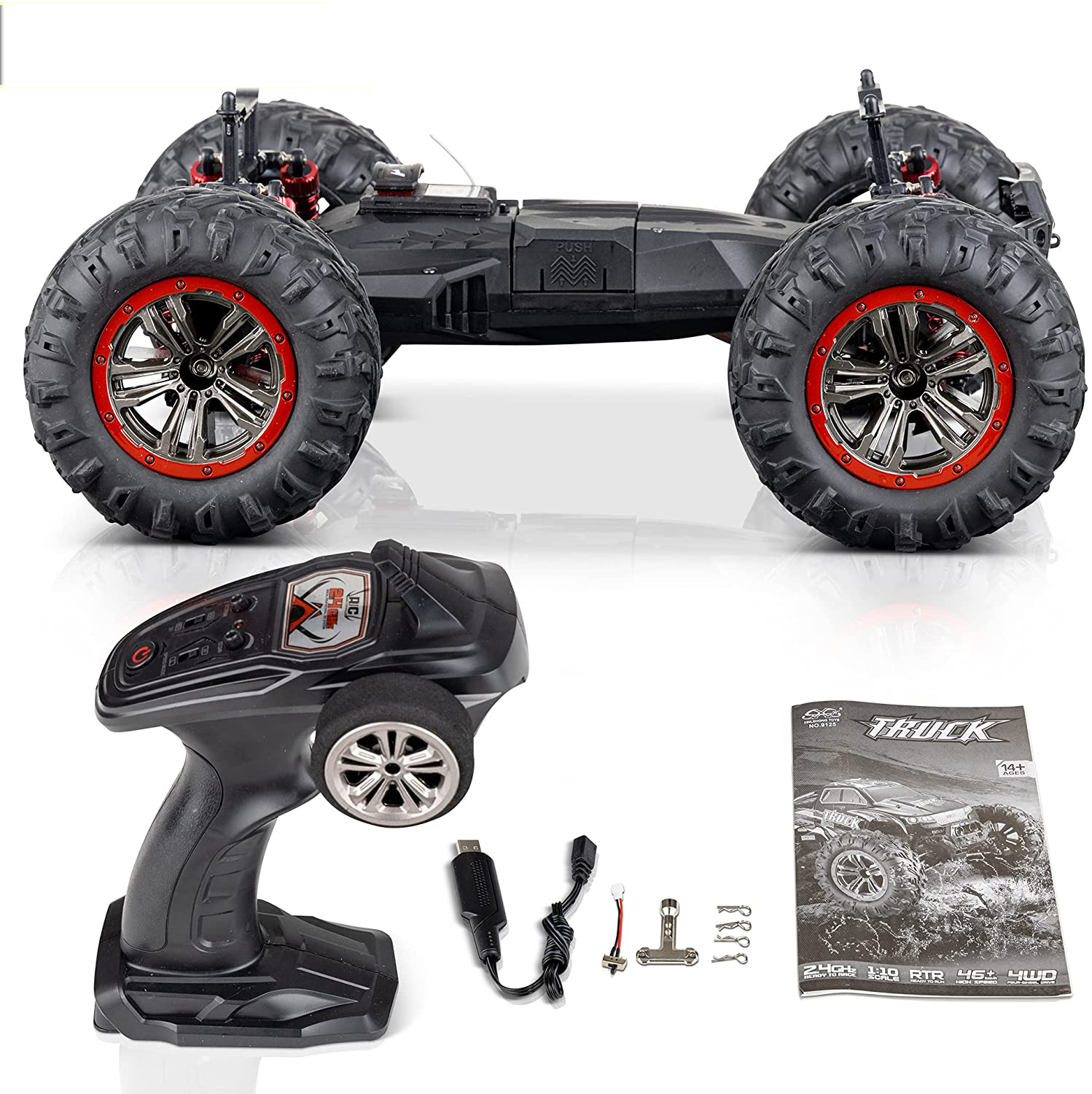 Loolinn|丈夫なRCカー-ホビーグレード、1:16スケールRCトラック、速度調整可能、オフロード、Ready to Run、最高速度時速19マイル、4 WD-少年から大人までの Loolinn | Durable RC Cars - Hobby Grade, 1:16 Scale RC Truck, Adjustable  Speed, Off-Road