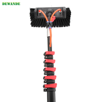 DEWANDE Kit de Nettoyage de Panneaux Solaires et Vitres à Brosse Télescopique Alimentée par l'Eau, Taille Personnalisable, Écologique, à Poils Doux, en Aluminium