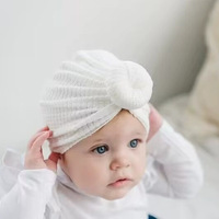 Gorro de Estilo Donut de Color Sólido con Lazo de Algodón y Poliéster, Lindo y Dulce, para Bebés, para las Cuatro Estaciones