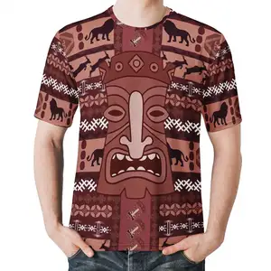 Özel Samoan kabile Tiki Totem yüz dövme baskı giyim çılgın gömlek Tee T shirt tişörtleri Unisex için ısı transferi tasarımları