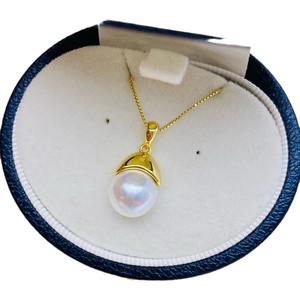 Colgante de Plata S925 con Cuentas Redondas de 11-14 mm, 31097, Accesorios de Perlas para Hacer Joyas, Base Vacía para Colgante de Collar Negro - Product Image 5