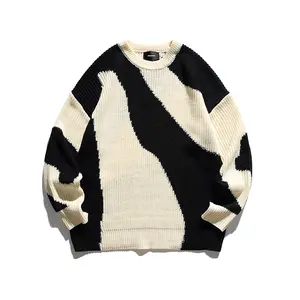 Sweater Wholesale Loose Cable Crew Neck Autumn Design Plus Size Soft Knitted Winter Custom Men Sweater Pullover