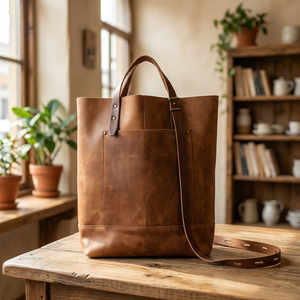 Bolso de Mano de Cuero Genuino BS INTERNATIONAL para Mujer, Gran Capacidad, Cierre de Cremallera, Impermeable, Ligero, Duradero, con Correa Cruzada - Product Image 1
