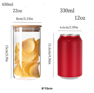 280ml/10oz Modern Glass Spice <b>Jar</b> Bamboo Lid Spoon Multifunction Design for Party Use Freshness Preservation Kitchen Storage - Product Image 4