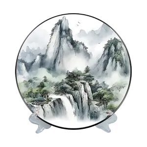 HULEE 30cm 골동품 중국 예술 인형 도자기 장식 접시 장식품 가정 장식 탁상 장식품