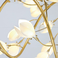 Lámpara LED de cobre moderna y personalizada, lámpara de techo de cristal Magnolia para Hotel, restaurante, Villa, escalera, luz colgante de lujo