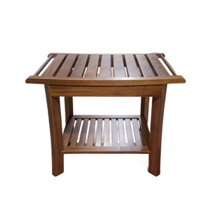 Banc de douche en teck 50,8x35,5x45,7 cm, tabouret de salle de bain en bois massif avec étagère pour la maison, l'hôtel, l'entrée - Product Image 5