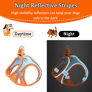 Famicheer baskı kendi hiçbir çekme mavi ve altın köpek koşum ayarlanabilir özel açık ayarlanabilir köpek evcil hayvan koşumu - Product Image 5