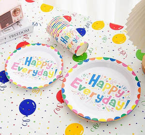 Juego de Artículos para Fiestas, Modernos, Desechables, Nuevos, Coloridos, Vasos y Platos de Papel para Cumpleaños, Artículos para Fiestas y Reuniones - Product Image 5