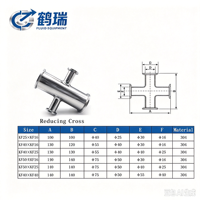 Adaptor Reducer Dua Ukuran Flensa Berbeda dari Baja Tahan Karat SS304 ISO-KF Reducing Cross Four Way Vacuum Fitting