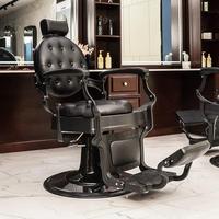Fauteuil de Barbier Professionnel Vintage pour Salon de Coiffure Durable Marron Blanc Or Vert Gris avec Lavabo