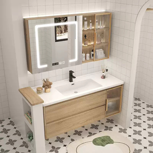 Luxury Wooden Melamine Board Bathroom Vanity Unit <b>Mirror</b> Integrated Ceramic Washbasin Toilet Sink for Hotel Use - Product Image 6