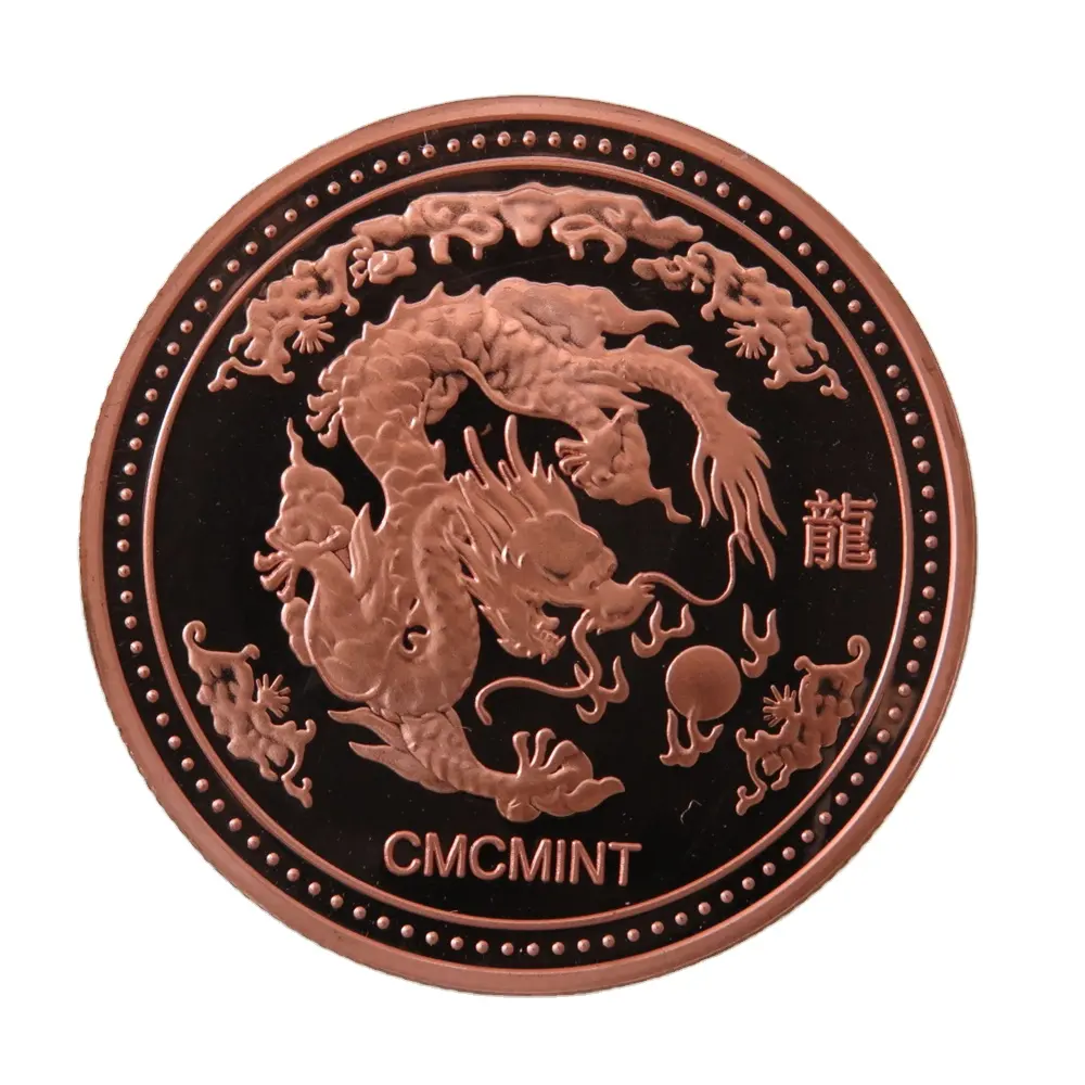 नई <span class=keywords><strong>शैली</strong></span> पुरानी चीनी तांबे का सिक्का 1 Oz 999 ठीक तांबा ड्रैगन दौर खाली तांबे के सिक्के