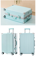 Valise à roulettes unisexe en aluminium avec cadre en aluminium, valise à roulettes en PVC, valise de cabine 20 pouces, sac de voyage imperméable avec fonctions antivol