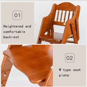 Trona de madera maciza para bebés, ajustable en altura, plegable, con bandeja y cinturón de seguridad para bebés de 0 a 12 meses - Product Image 4