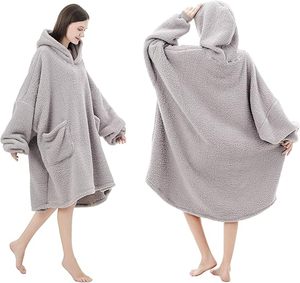 Sweat-shirt à capuche en polaire sherpa surdimensionné et chaud pour l'hiver, couverture portable géante et confortable pour regarder la télévision, pour adultes et enfants, canapé à domicile - Product Image 4