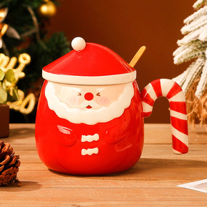 Cute 3D Embossed Christmas Santa Ceramic Mug 460ML With Lid Spoon <b>Novelty</b> <b>Xmas</b> Drinking Cup Holiday <b>Gift</b> Wholesale - Product Image 5