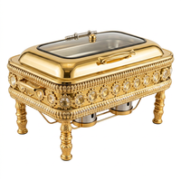 Plat de service rectangulaire en acier inoxydable plaqué or pour buffet, chauffe-plat pour hôtel et banquet
