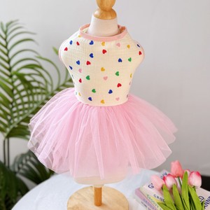 <b>Dog</b> Dress With Pink Tulle Skirt Print Polyester Cute Pet <b>Clothes</b> <b>For</b> <b>Small</b> <b>Dogs</b> - Product Image 3
