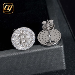 Boucles d'oreilles clous lettre B en argent 925 plaqué rhodium, moissanite taille brillant rond, certifiées GRA, bijoux de luxe unisexe - Product Image 5
