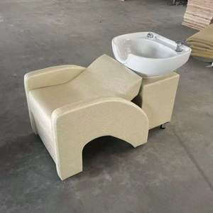 Fauteuil de lavage semi-inclinable professionnel moderne en cuir avec bac en céramique, durable et imperméable pour salon de coiffure et usage en institut de beauté - Product Image 4