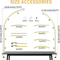 Kit de support de ballons demi-arche doré 3,3 pi x 4,9 pi avec colonne en PVC à dessus flexible pour décorations de mariage et d'anniversaire