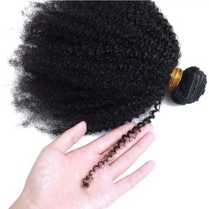 Venta al por mayor 10A Grado Natural Negro <span class=keywords><strong>Remy</strong></span> Cabello Cutícula Alineada Trama Doble <span class=keywords><strong>Afro</strong></span> Rizado Paquetes Humanos - Product Image 4