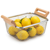 Panier de drainage pliable et empilable en acier inoxydable 304 de qualité alimentaire avec poignées pour le lavage des fruits et légumes en cuisine
