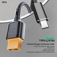 Kabel Pengisian Cepat 20V 5A 100W Tipe-C XT60 Berpelindung Nilon Daya Tinggi 1.0M SKS untuk Kamera IOS Drone Komputer Earphone