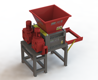 Broyeur de déchets métalliques et plastiques JHT Mini à double arbre de bonne qualité avec moteur/roulement, capacité de 300-3000 kg/h