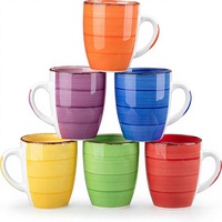 Ensemble de 6 tasses à café Moioco12 Oz, tasses à café en céramique pour cappuccino, latte, thé, chocolat chaud, couleur chaude
