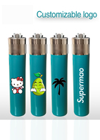 Vente en gros 2025, briquet à gaz butane personnalisé avec logo vert, avec meule, design moderne, briquet rechargeable